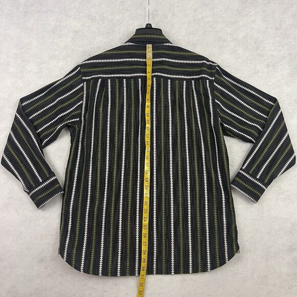 Tommy Bahama Shirt Mens Large Green Long Sleeve Striped Button Up Casual Cotton - Picture 6 of 13